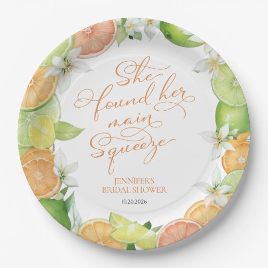 Assiettes En Carton Squeeze | Fête des mariées florale d'agrumes (Devant)