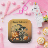 Assiettes En Carton Squelette Citrouilles Plaques papier Halloween (Fête)