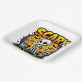 Assiettes En Carton Squelette classique d'Halloween effrayant (Angulaire)