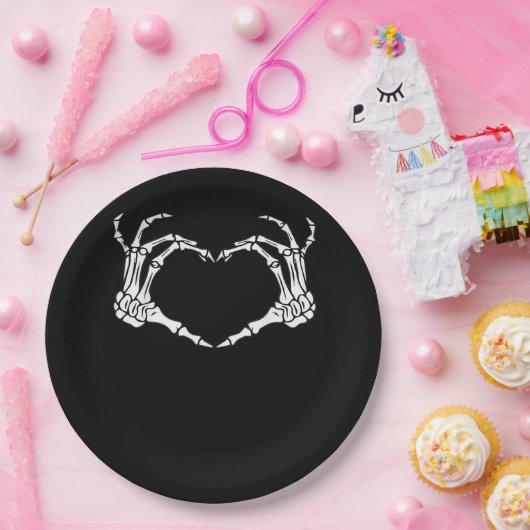 Assiettes En Carton Squelette Coeur main Signer Costume Drôle Hallowee (Fête)