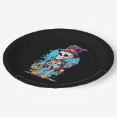Assiettes En Carton Squelette cool dans un Halloween de chapeau haut d (Angle)