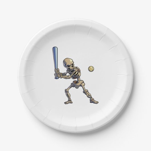 Assiettes En Carton Squelette de baseball Halloween (Devant)