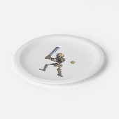 Assiettes En Carton Squelette de baseball Halloween (Angle)