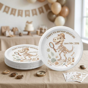 Assiettes En Carton Squelette de dinosaure Paléontologue Garçon 4e ann