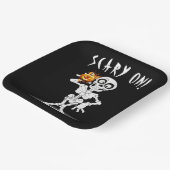 Assiettes En Carton Squelette d'Halloween tenant un Jack-o-lanterne (Angulaire)