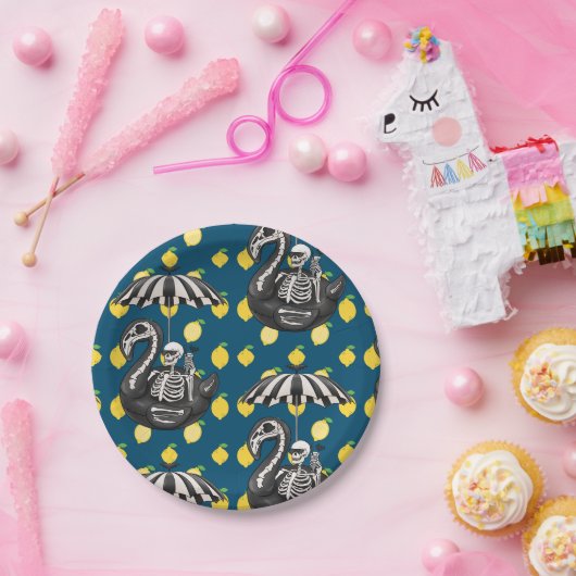 Assiettes En Carton Squelette éffrayant de Summerween avec citrons (Fête)