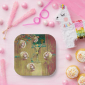 Assiettes En Carton Squelette et têtes de masques Halloween (Fête)