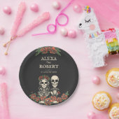 Assiettes En Carton Squelette gothique rose couple mariage (Fête)