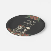 Assiettes En Carton Squelette gothique rose couple mariage (Angle)