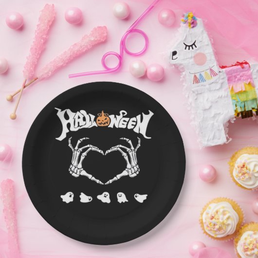 Assiettes En Carton Squelette main avec, Halloween Design (Fête)