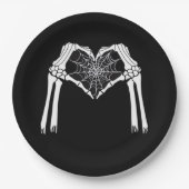 Assiettes En Carton Squelette Mains Cobweb Coeur (Blanc) Classique (Devant)