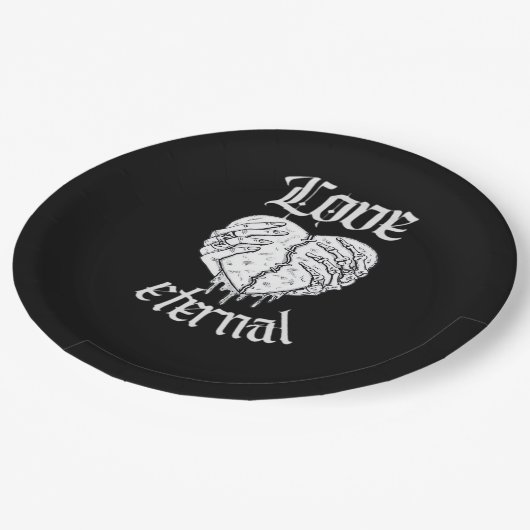 Assiettes En Carton Squelette Mains Coeur Gothique Classique (Angle)