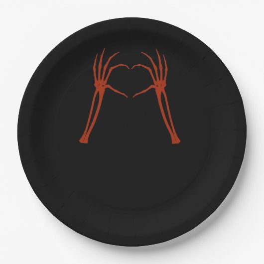 Assiettes En Carton Squelette Mains Coeur Signer Costume Drôle Hallowe (Devant)