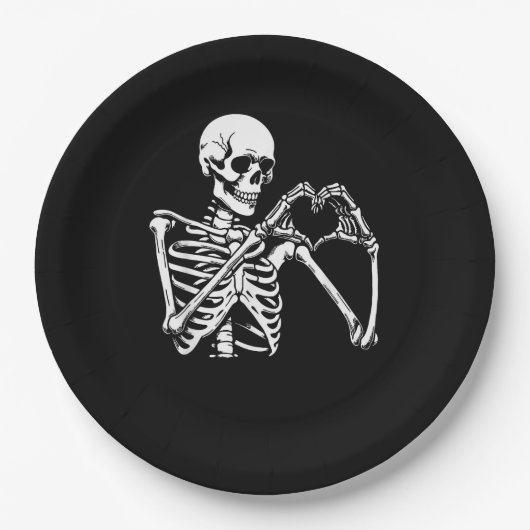 Assiettes En Carton Squelette Mains Coeur Signer Halloween Costume Ret (Devant)