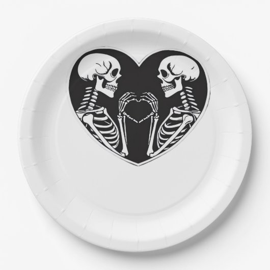 Assiettes En Carton Squelette Mains Coeur Signer Halloween Costume Ret (Devant)