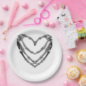 Assiettes En Carton Squelette Mains Coeur Signer Retro Costume Hallowe (Fête)