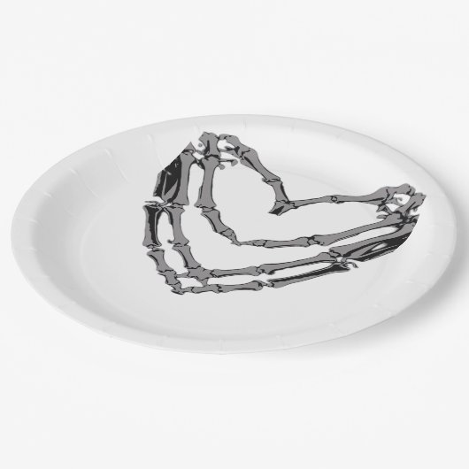 Assiettes En Carton Squelette Mains Coeur Signer Retro Costume Hallowe (Angle)