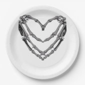 Assiettes En Carton Squelette Mains Coeur Signer Retro Costume Hallowe (Devant)