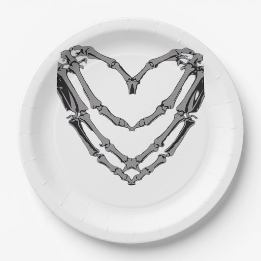 Assiettes En Carton Squelette Mains Coeur Signer Retro Costume Hallowe (Devant)