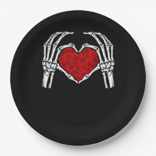 Assiettes En Carton Squelette Mains de coeur Signe Saint Valentin Mign