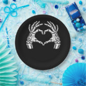 Assiettes En Carton Squelette Mains du coeur Signal Costume d'Hallowee (Fête)