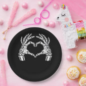 Assiettes En Carton Squelette Mains du coeur Signal Costume d'Hallowee (Fête)