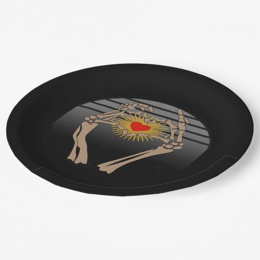 Assiettes En Carton Squelette Mains Faire Un Coeur Classique (Angle)