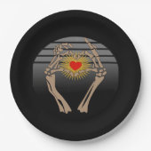 Assiettes En Carton Squelette Mains Faire Un Coeur Classique (Devant)