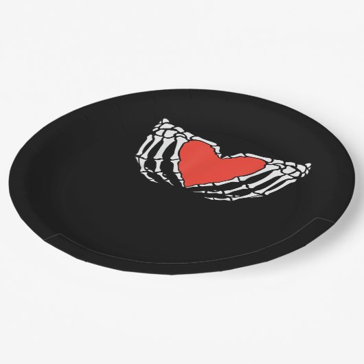 Assiettes En Carton Squelette Mains Formant Coeur - Déplaisant Hallo g (Angle)