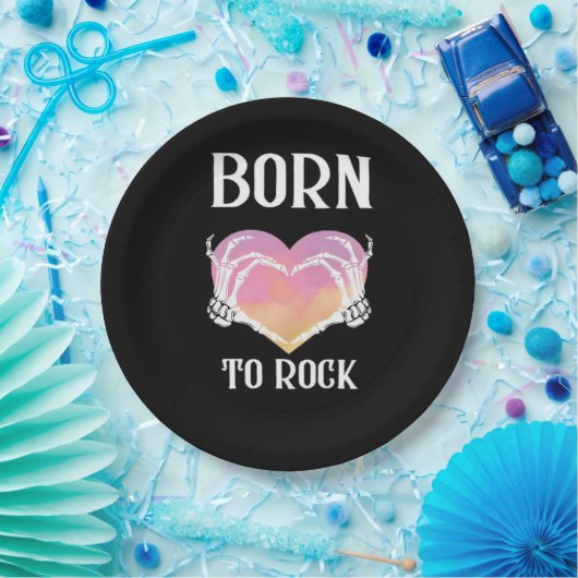 Assiettes En Carton Squelette Mains Graphisme Coeur Pour Classique (Fête)