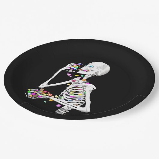 Assiettes En Carton Squelette Manger Halloween Candy (Angle)