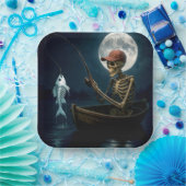 Assiettes En Carton Squelette pêche dans un bateau en bois (Fête)