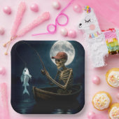 Assiettes En Carton Squelette pêche dans un bateau en bois (Fête)