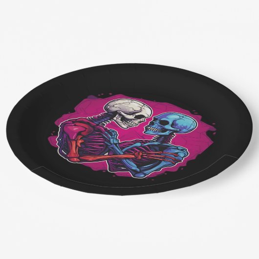 Assiettes En Carton Squelette traditionnel américain tenant main tatou (Angle)