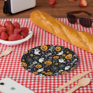 Assiettes En Carton Squelettes mignons et effrayants pour Halloween