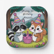 Squirrel and Raccoon cute Birthday