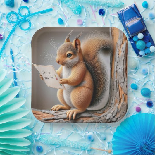 Assiettes En Carton Squirrel Lecture d'un Invitation de fête d'anniver (Fête)