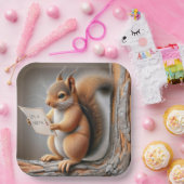 Assiettes En Carton Squirrel Lecture d'un Invitation de fête d'anniver (Fête)