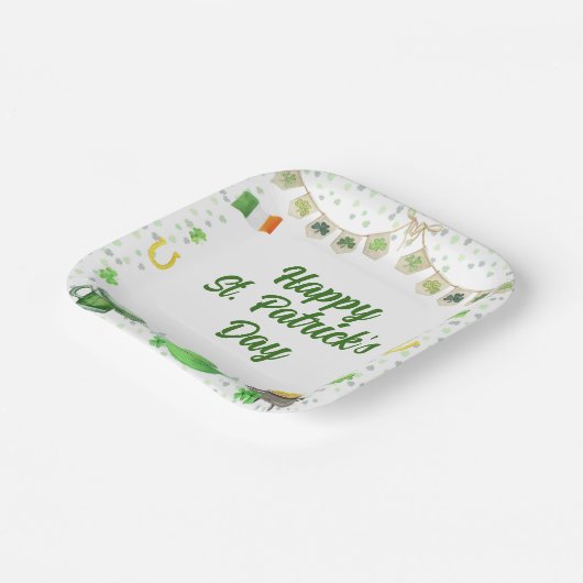 Assiettes En Carton St patrick aquarelle (Angulaire)