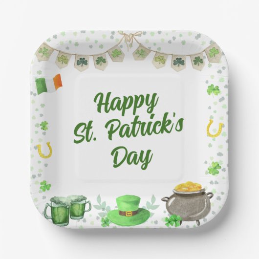 Assiettes En Carton St patrick aquarelle (Recto)