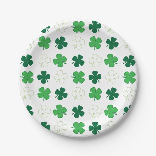 Assiettes En Carton St Patrick Day Irlandais Shamrocks verts (Devant)