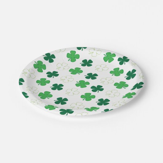 Assiettes En Carton St Patrick Day Irlandais Shamrocks verts (Angle)