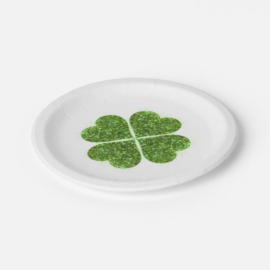 Assiettes En Carton St Patrick’s day, trèfle vert irlandais (Angle)