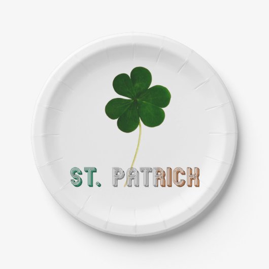 Assiettes En Carton St Patrick Shamrock Irlande Irlande Typographie (Devant)