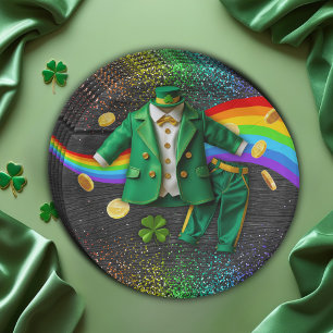 Assiettes En Carton St. Patrick's Day Gold Rainbow Clover Baby shower
