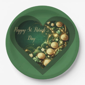 Assiettes En Carton St Patrick's Day Green and Gold Coins