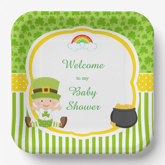Assiettes En Carton St Patrick's Day Irish Holiday Boy Baby shower (Recto)
