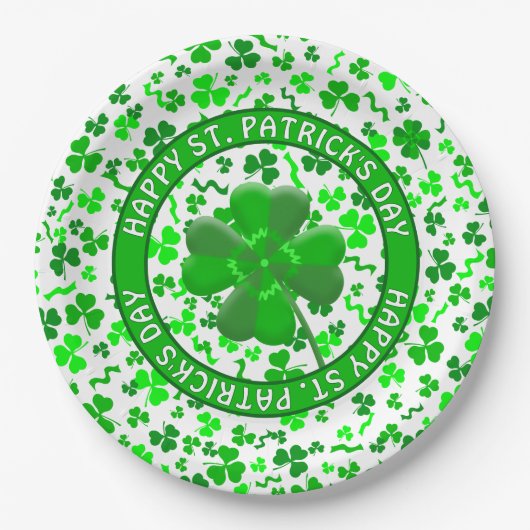 Assiettes En Carton St Patrick's Day Lucky Shamrocks Personalized (Devant)