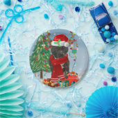 Assiettes En Carton Staffordshire Bull Terrier Dog dans la neige Noël (Fête)