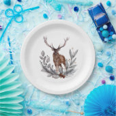 Assiettes En Carton Stag Holly Berries Feuilles (Fête)